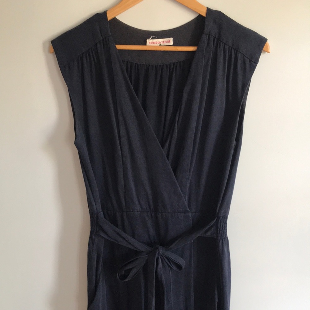 Rebecca Taylor Navy Blue Lyocell Cotton Jumpsuit 8